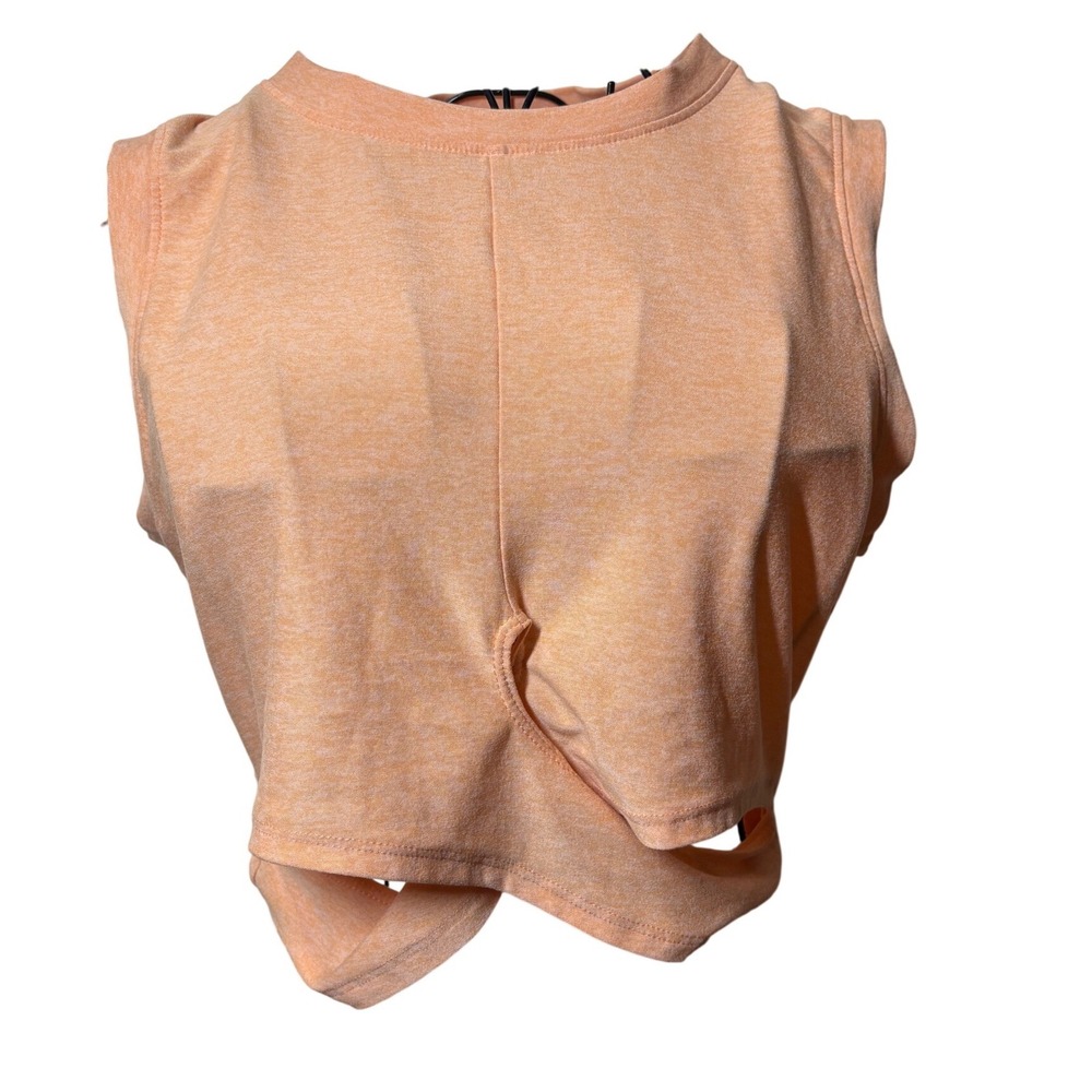 Beyond Yoga Womens Orange Heathered Wrap Front Cutout Activewear Crop Top Medium